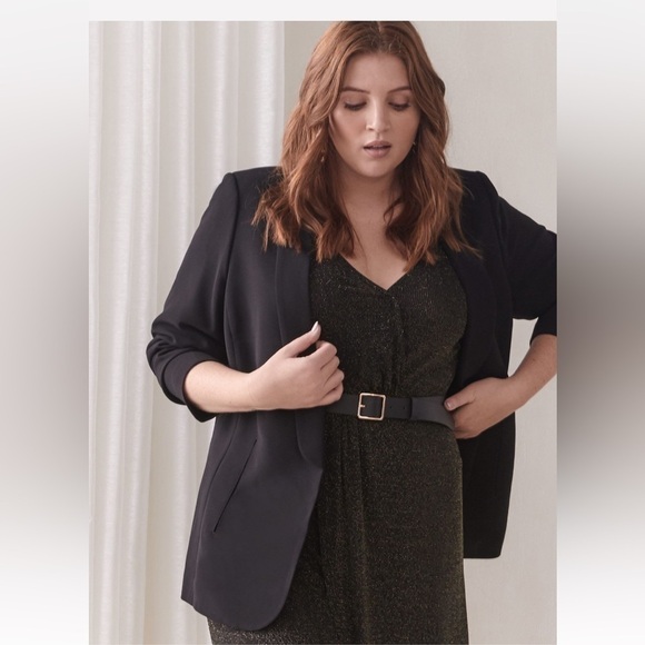 Addition Elle Black Shawl Collar Blazer Linen blend Sz US 22 - Picture 4 of 14